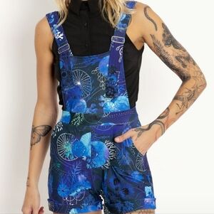 Blackmilk Blue Floral Coral Shortalls